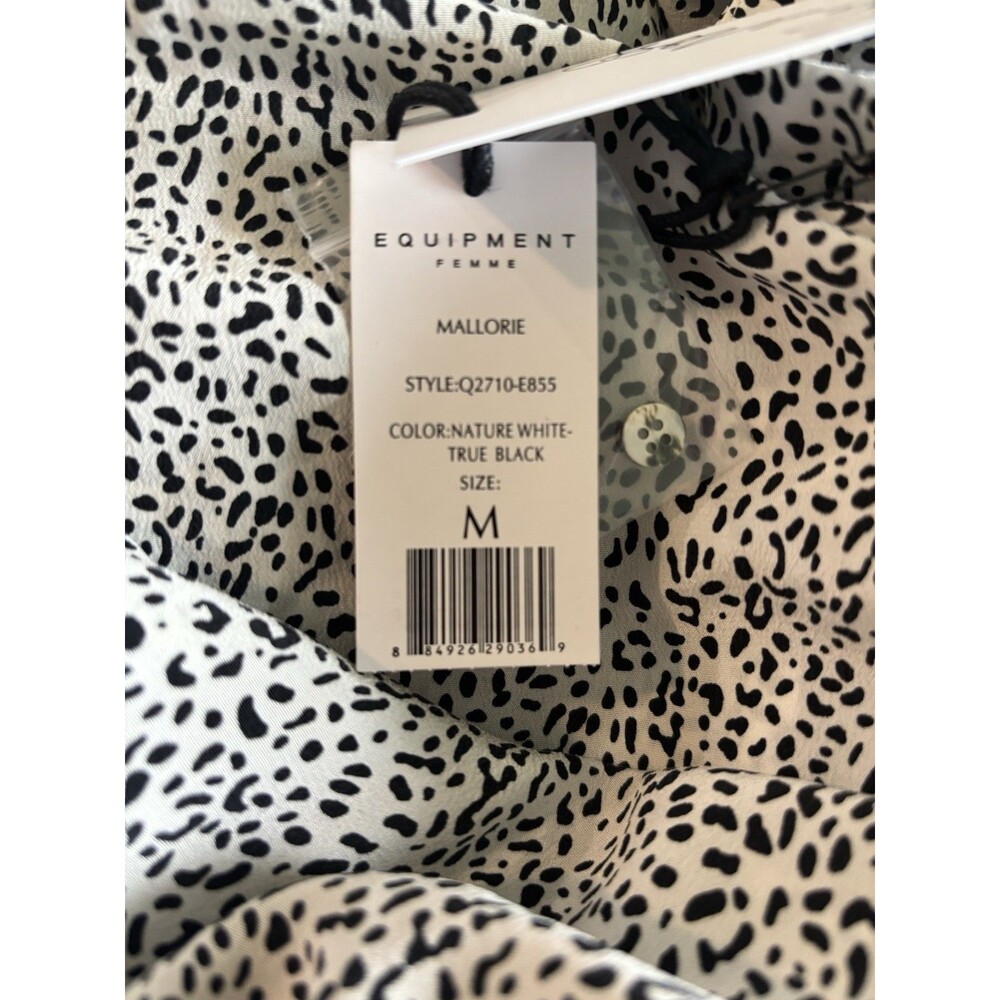 Kate Moss Equipment Mallorie Nature White True Black 100% Silk Mini Dress Medium - Picture 5 of 7